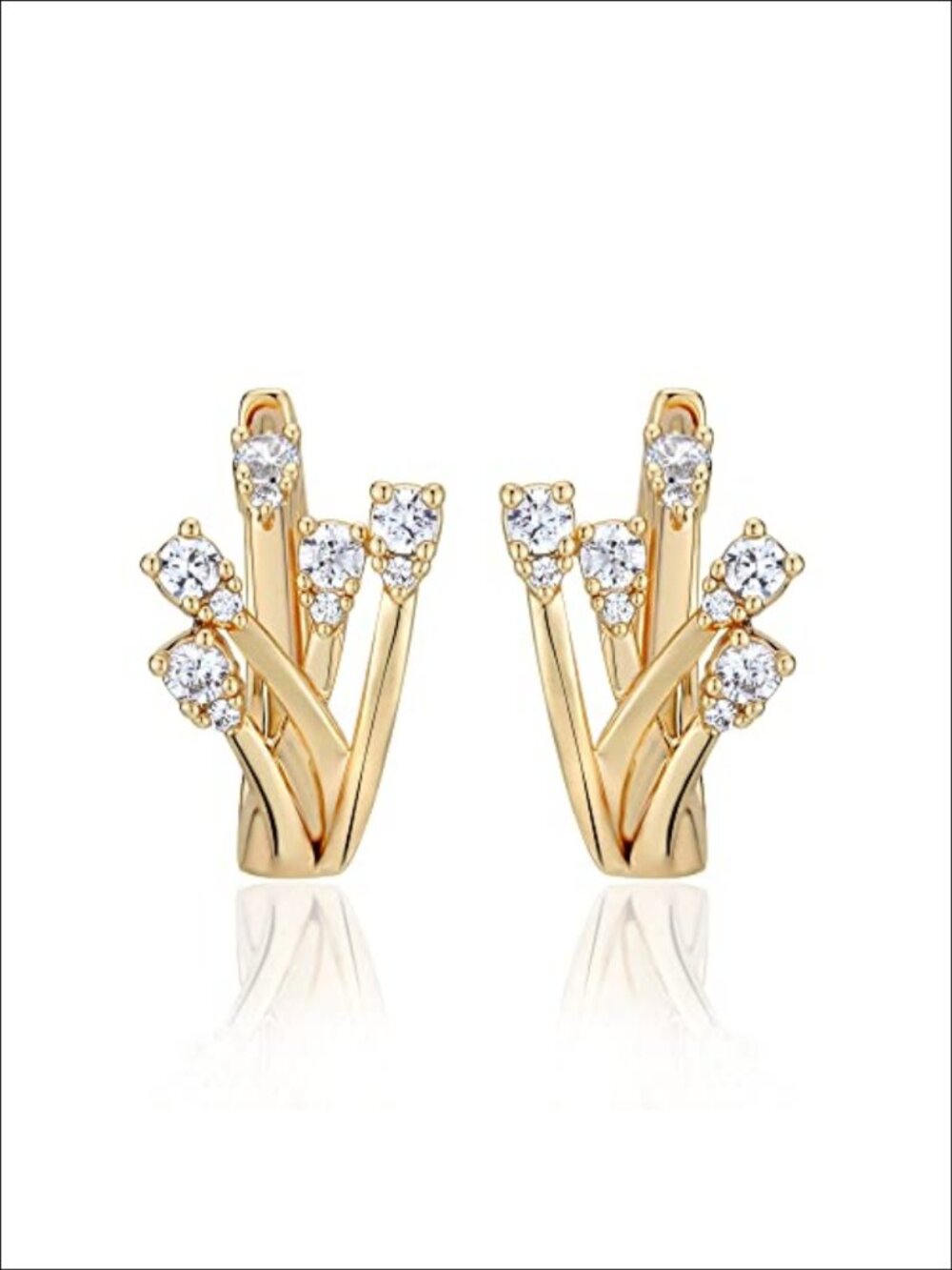 14K Gold Plated Cubic Zirconia Huggie Hoop Earrings Dainty Cute Beads Elegant